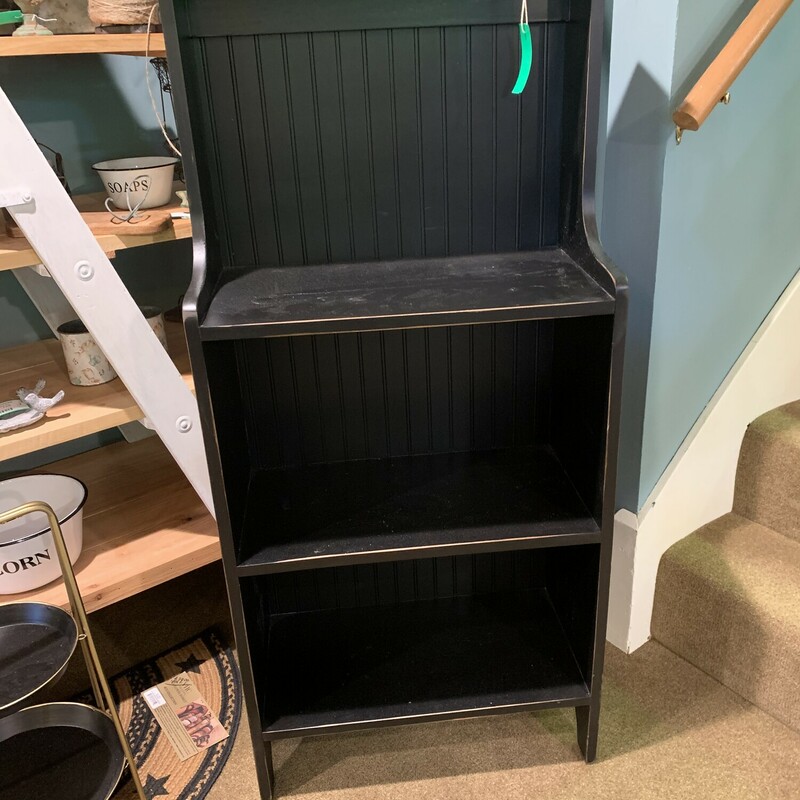 Black Prim Small Hutch,
Size: 24x11x48
Bead board back, open face hutch,3 shelves. Perfect for bathroom, kitchen, or any place you need extra storage.