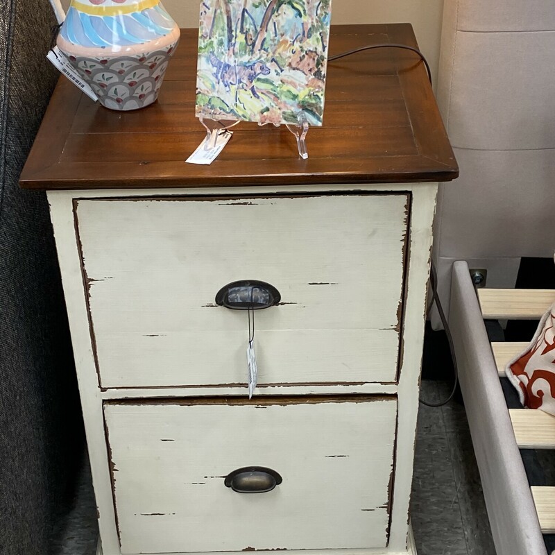 2 Drawer Shabby Chic Cabinet, Off Whte, Size: 20x18x30