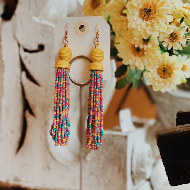 These bright and colorful earrings measure 4.5 inches in length!
