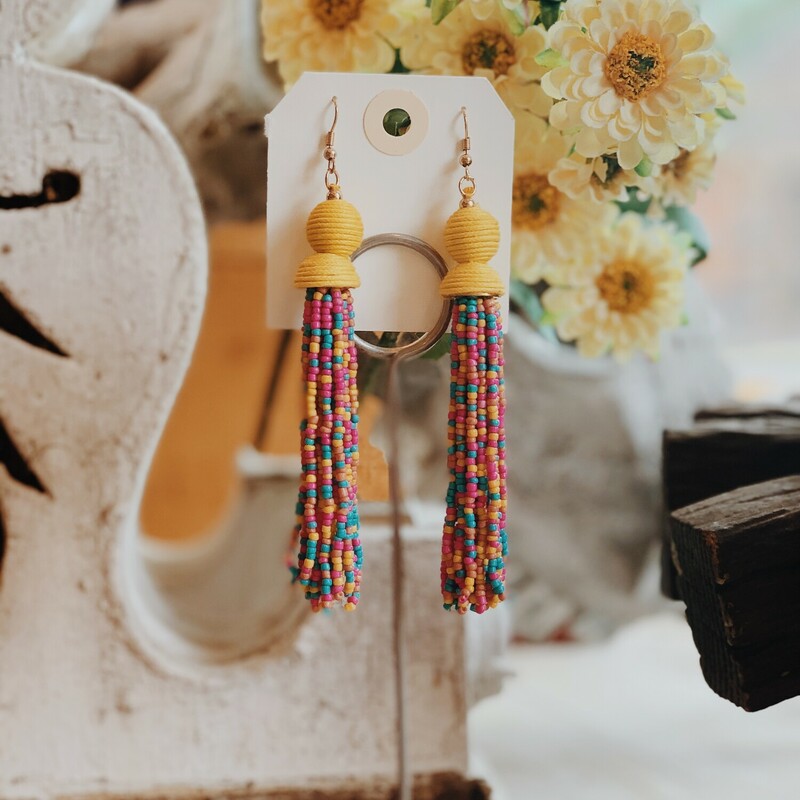 These bright and colorful earrings measure 4.5 inches in length!