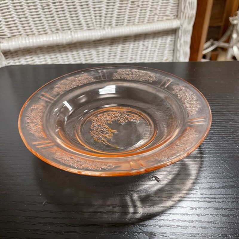 Pink Depression Glass Bowl, Size: 8x2