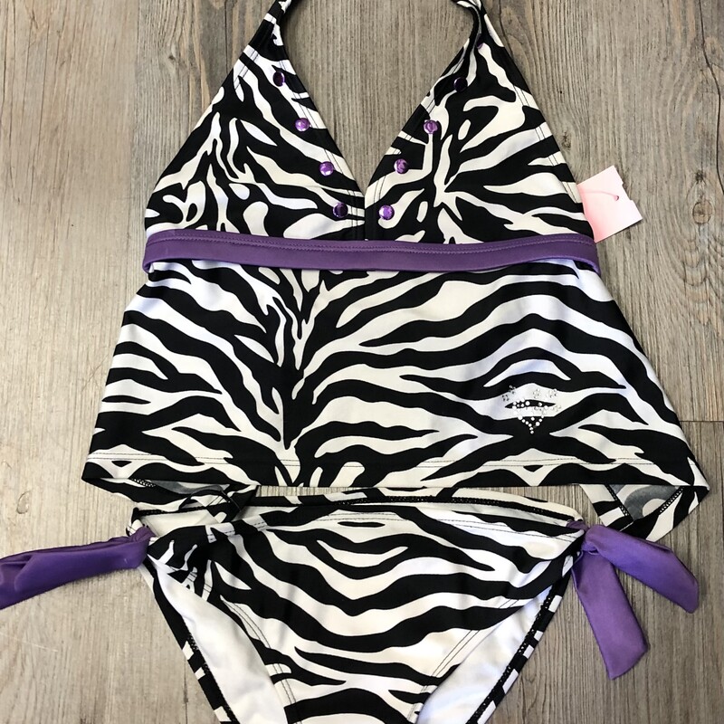 Pizazz Bathing Suit, Zebra, Size: 10-12Y