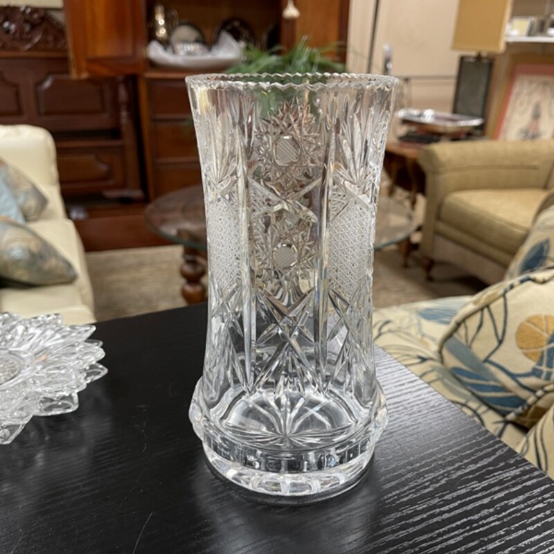 Cut Glass Vase, Size: 8 Tall