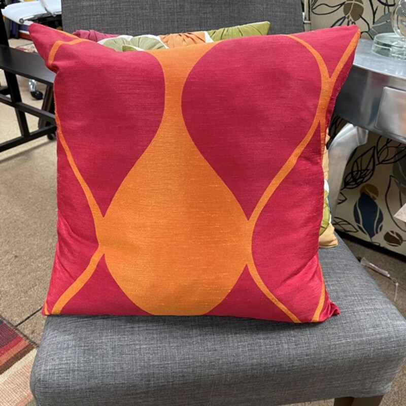 Red+Orange Silk Pillow, Size: 18x18