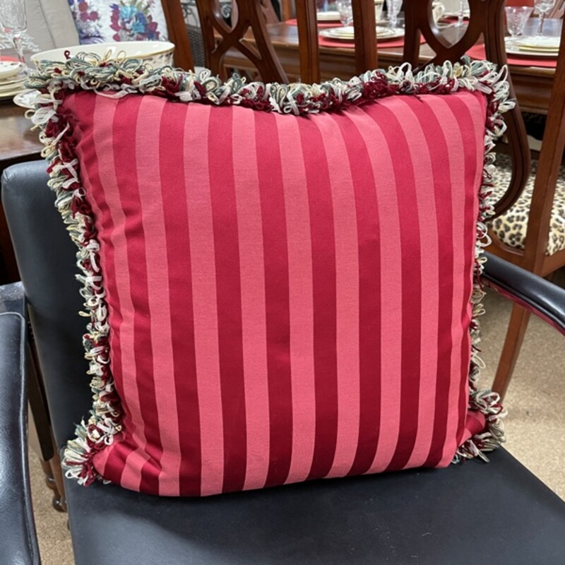 Red Striped Pillow, Size: 19x19