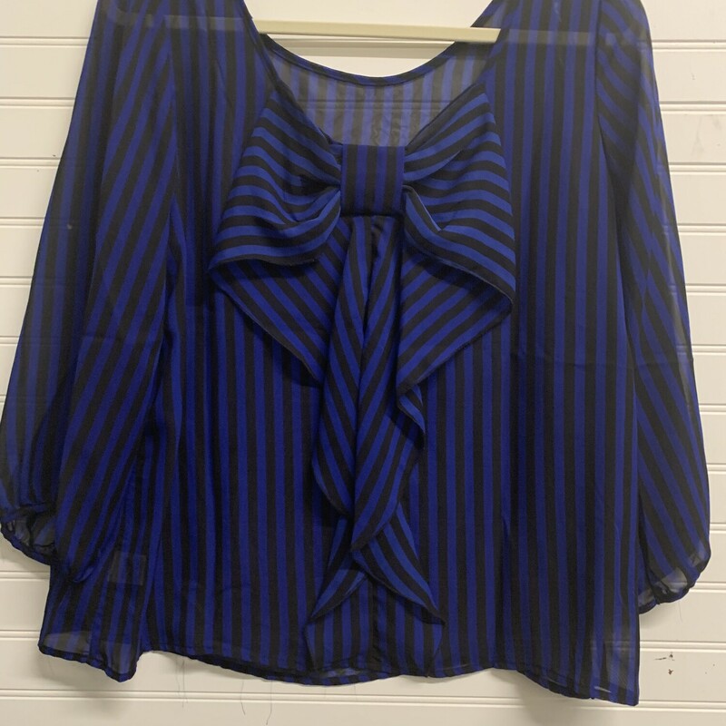 No Brand Sheer Blouse, Blk/Blue, Size: Medium