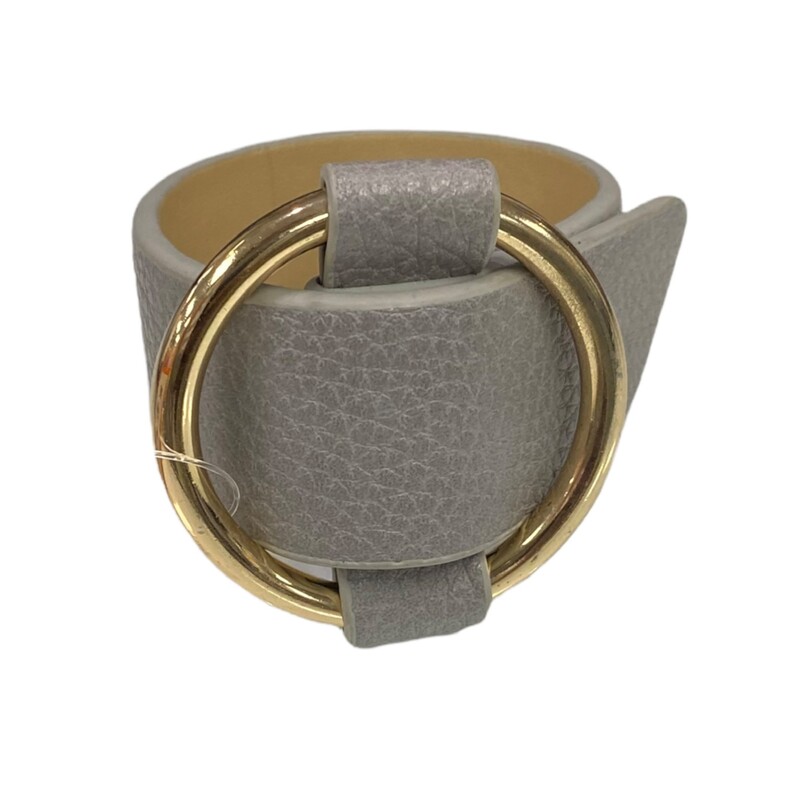 Na, Grey, Size: Os
grey leather with gold design