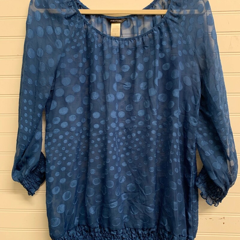 Maurices Sheer Blouse, Blue Polka Dot, Size: Large