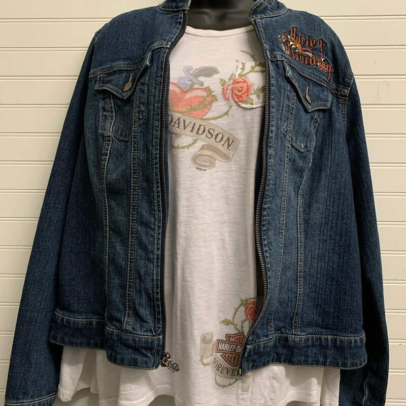 Harley Davidson Denim Jacket, None, Size: XL