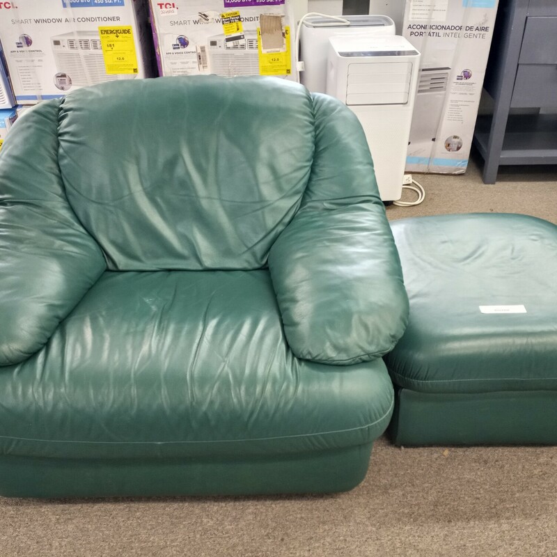 Green Leather Chair W Ott