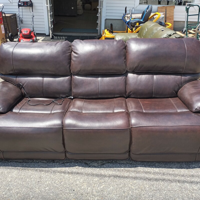 Brown Leather Power Sofa