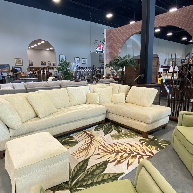 2pc. Gold Sectional with Ottoman