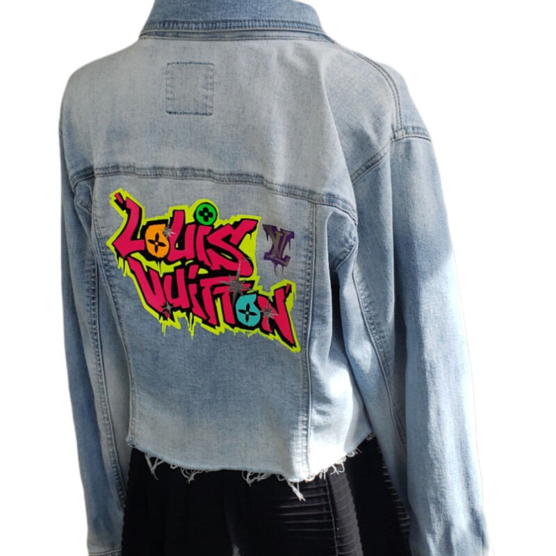 Deisgner Inspired

LV Graphiti Patch,

Blue, Size: L/XL

Local Denver Artists. One of a kind Repurposed Jackets