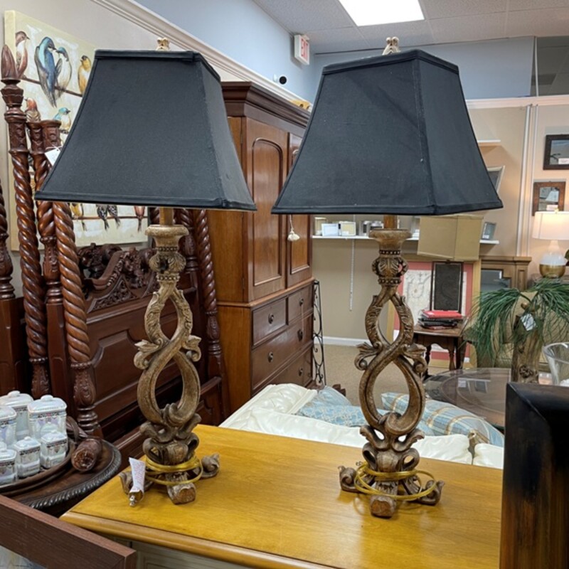 Buffet Lamps, Pair, Size: 34 Tall