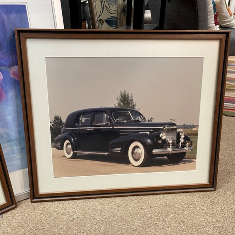 Framed Antique Car Photo, Size: 26x22