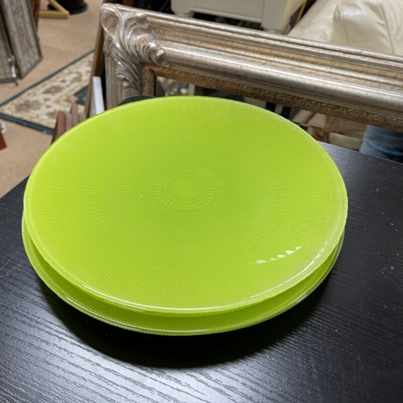 Green Glass Plates, Set/4, Size: 11 Dia