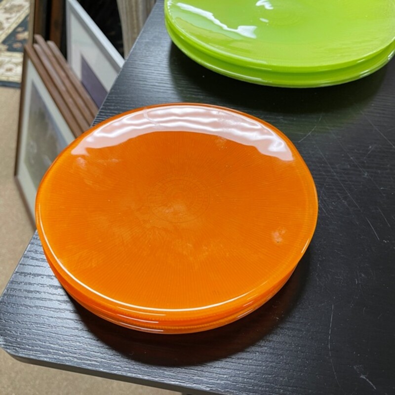 Orange Glass Plates, Set/4, Size: 8 Dia