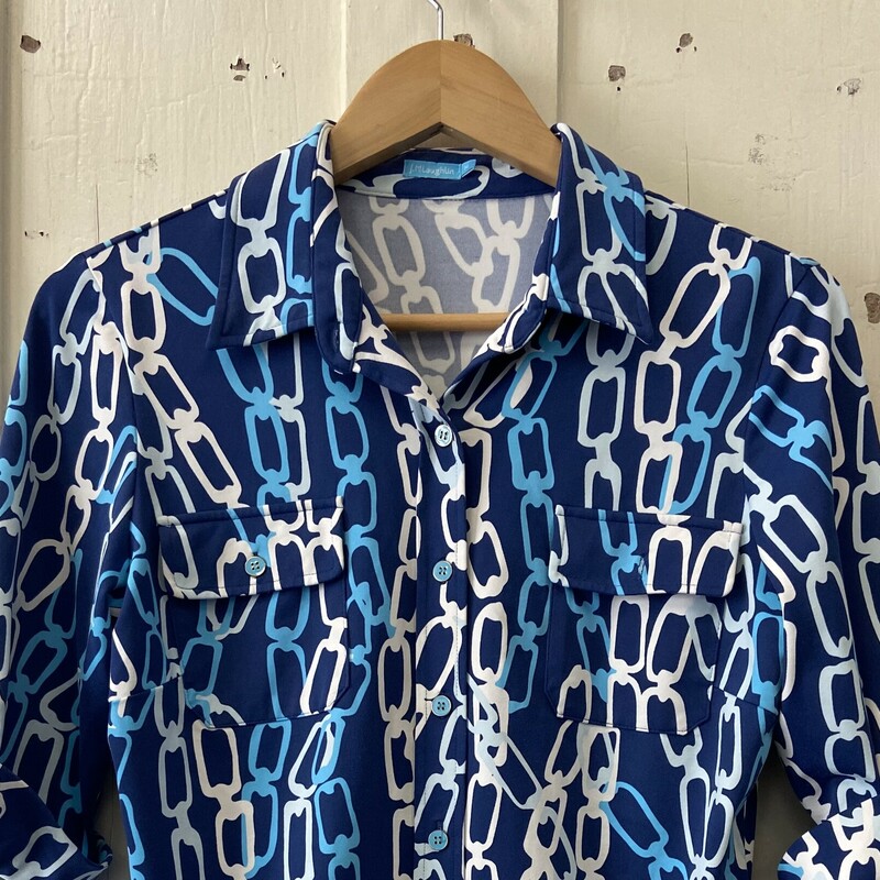 Blu/wht Pat Button Shirt