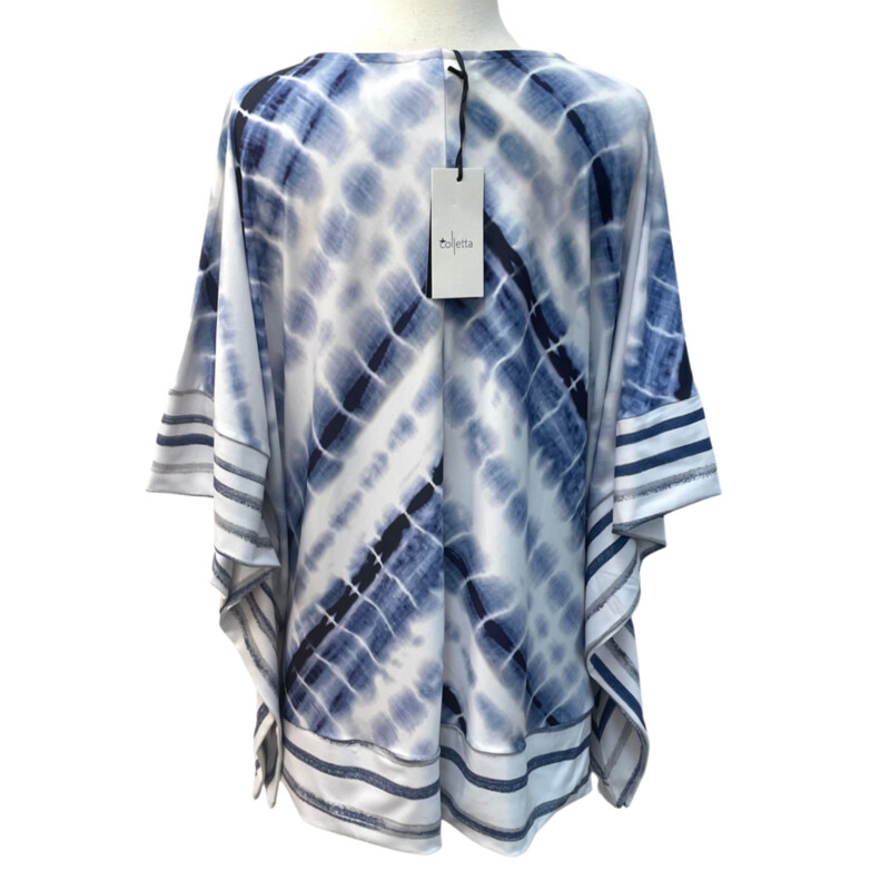 NEW Colletta Tie-Dye Top
Kimono Sleeve
Marine Blue, and White
Size: Large
Retails: $94