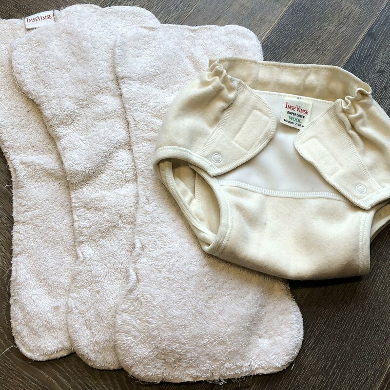 Imse Vimse  Wool Diaper Cover, Beige, Size: Medium
Used Includes 3 Inserts