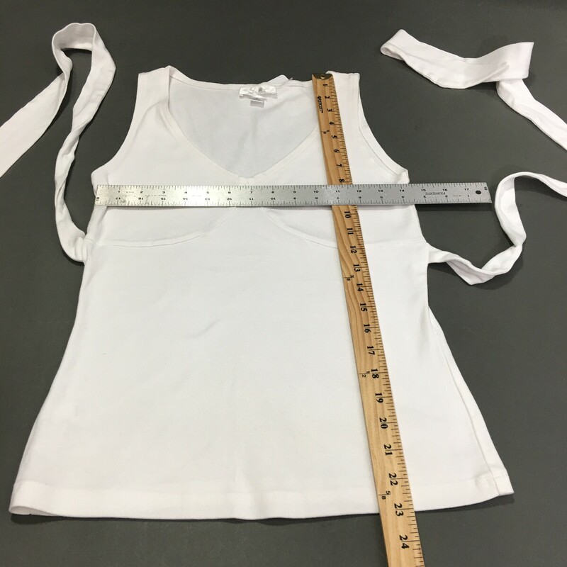 Loft Sleeveless Ties, White, Size: M<br />
white cotton t-shirt with wrap waist ties.<br />
5.8 oz