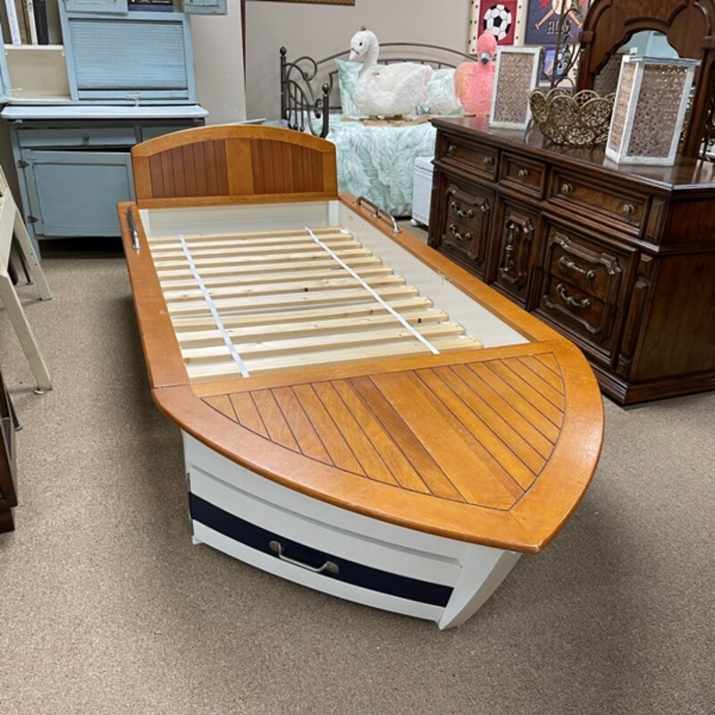 Boat Trundle Bed W/Storage, Size: Twin