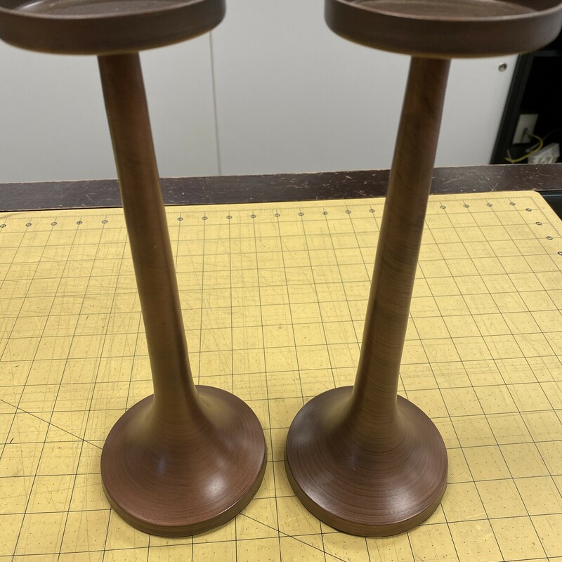 2x Metal Pillar Holders, Copper, Size: 11 Inch