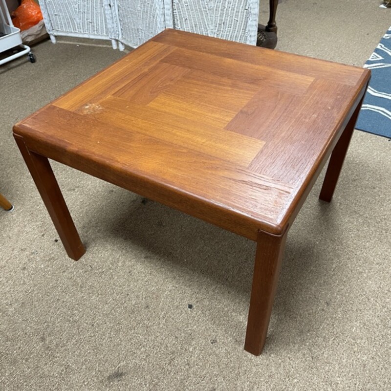 Danish Modern Teak Side Table, Size: 27x27x20