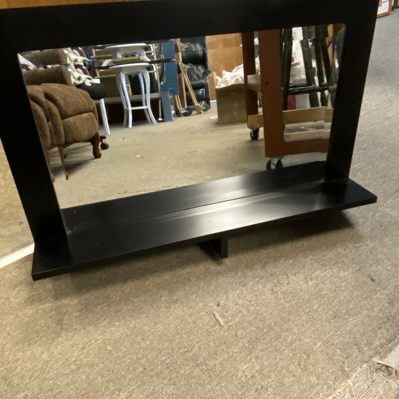 Rectangle Mirror / Shelf, Black, Size: 36x24