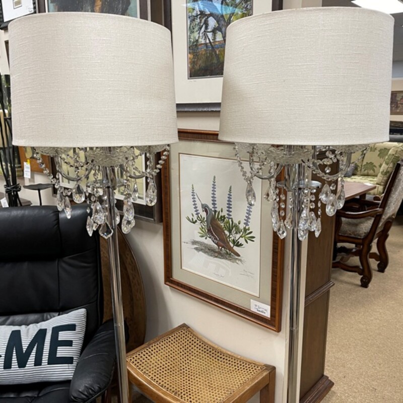 Silver+Crystal Floor Lamp, Size: 62 Tall