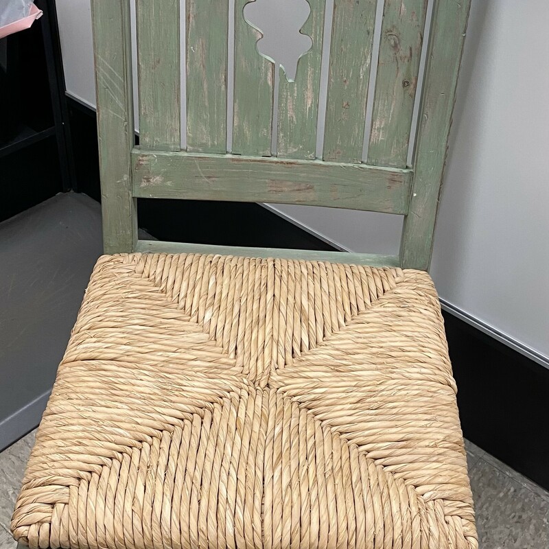 Cottage Rush Seat Chair, Green, Size: 17x18x30