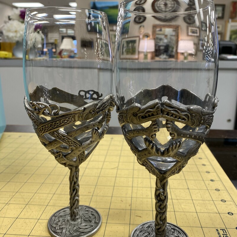 2x Celtic Wine Glasses
