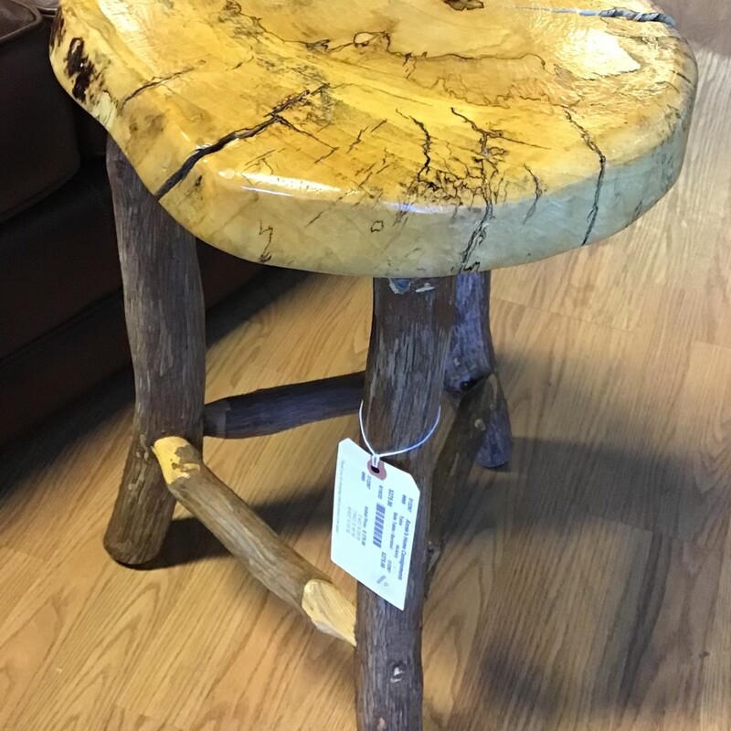 Side Table / Barstool, Hickory,<br />
Size: 16in diameter x 23in