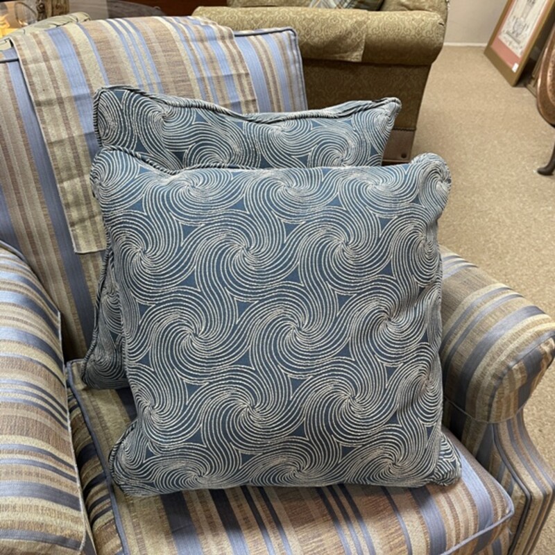 Blue Swirl Pillows, Pair, Size: 19x19