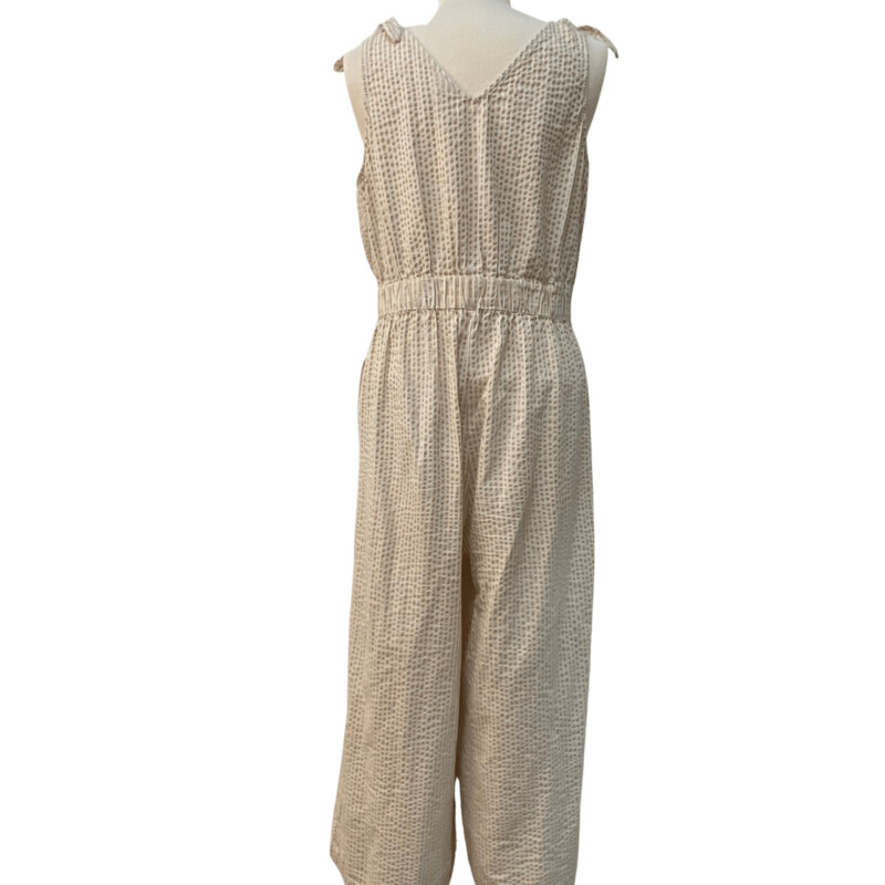 A New Day Sleeveless Seersucker Jumpsuit Beige and White<br />
Size: Large