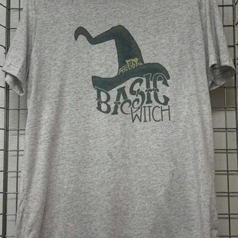 Basic Witch Graphic T-Shirt (NEW not pre-owned), Gray, Size: L
