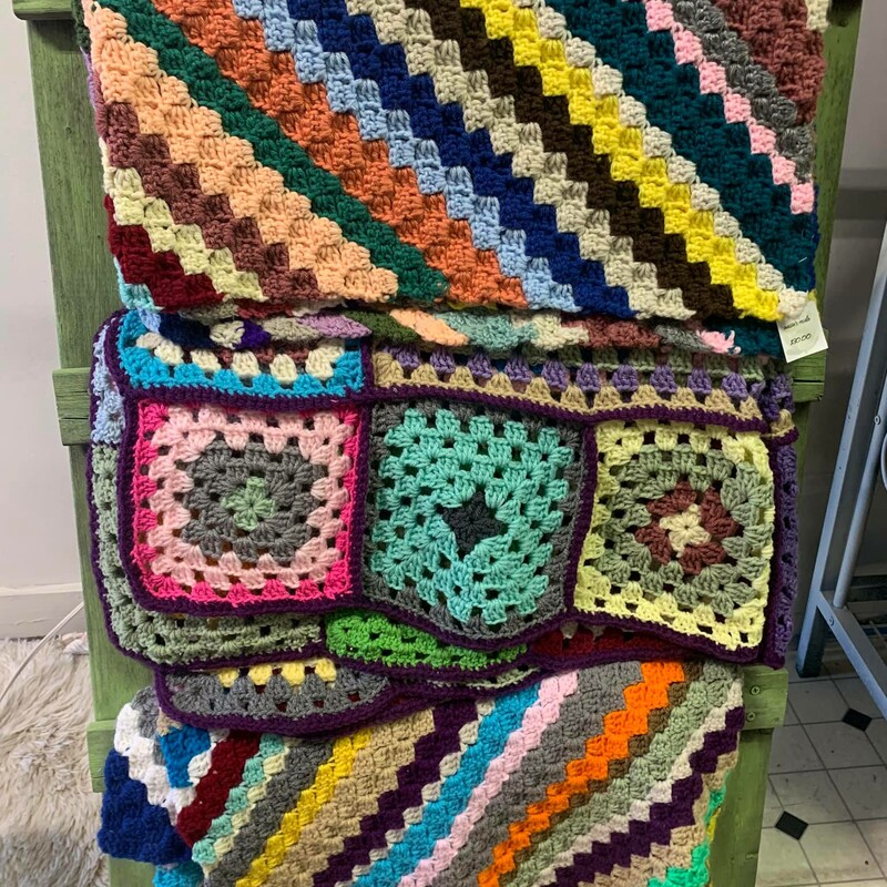 Vendor items available from Grandma B! Here's a sample of what is in store...<br />
Crochet Towels $3 each<br />
Kitchen hot pad $3 each<br />
Scrubby $3 each<br />
Scissors Safety Holder $3 each<br />
Wash cloth (with corner scrubby) $4 each<br />
Specialty double towels are only $5 each<br />
Crochet Afhhan $40<br />
<br />
Interested? Come see us! Or email us at SuessiesResale@gmail.com<br />
Phone: 1-877-372-1970