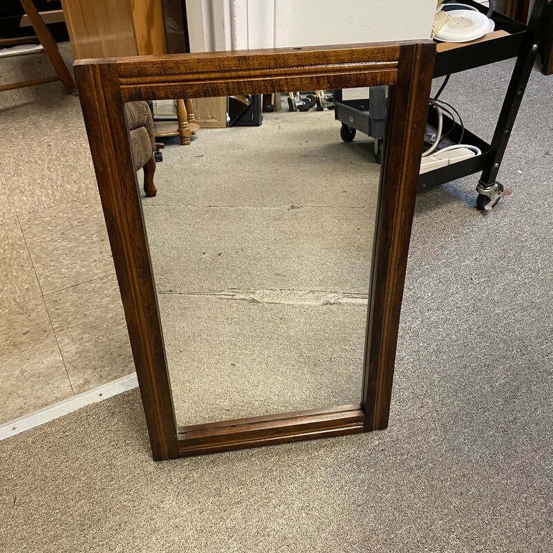 Rectangle Wood Mirror, Brown, Size: 16x25