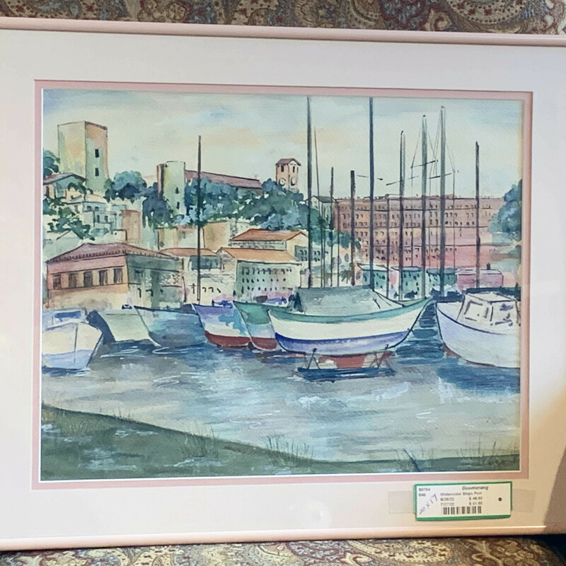 Watercolor Ships Port