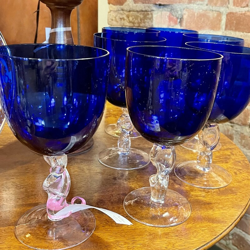 7 Blue Wine Glasses