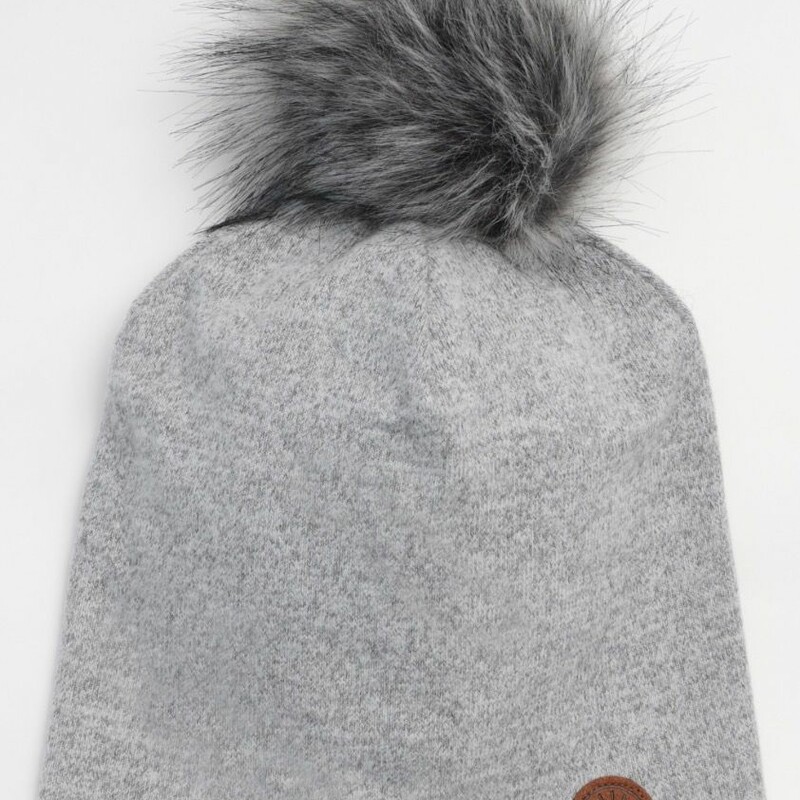 Gray Hat With Pom Pom, 2-5 Yrs, Size: Outerwear