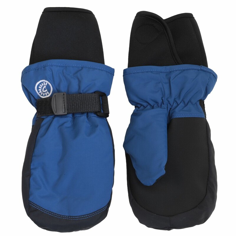 Winter Mitts Size 6+ B, Blue, Size: Outerwear

Shell :
100% nylon waterproof with breathable coating
Lining :
100% polyester, soft anti-pilling brushed microfleece
Insulation :	100% polyester microfiber

FEATURES

Wide Opening Neoprene Cuff Keeps Snow Out
Easy Dressing with Velcro Closure Cuff
Adjustable Velcro Wrist Straps
Rubber Palm and Thumb