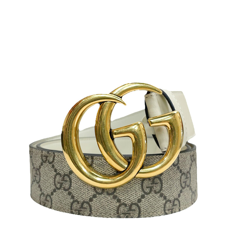 Gucci GG Monogram Beige Belt, $379.99 Size 90-36