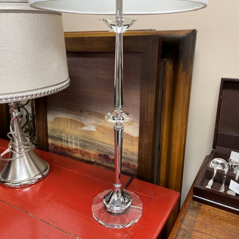 Silver + Crystal Lamp, Size: 32 Tall