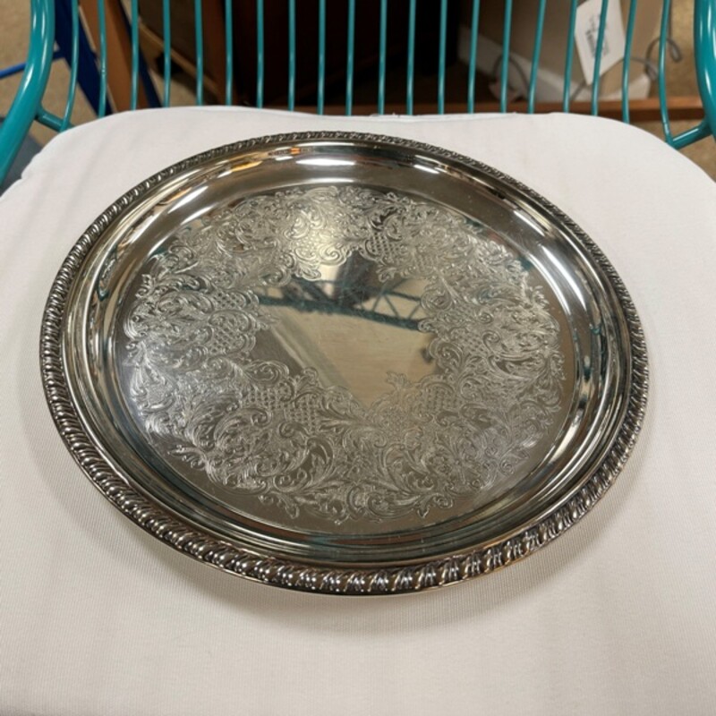 Wm Rogers Silver Plate Round Platter, Size: 10 Dia