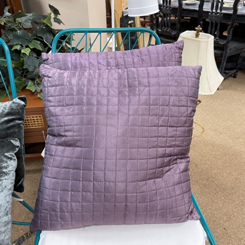 Purple Quilted Square Pillows, Pair, Size: 16x16