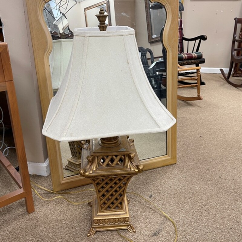 Gold Lamp, Size: 36 Tall (Gold peeling a bit on top - see photo)