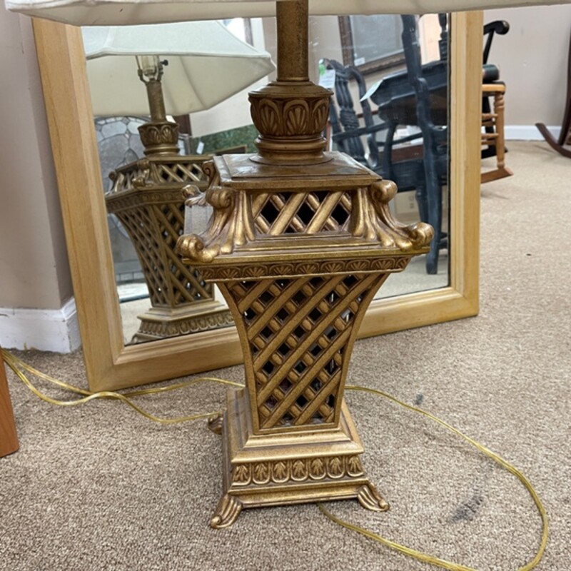 Gold Lamp, Size: 36 Tall (Gold peeling a bit on top - see photo)
