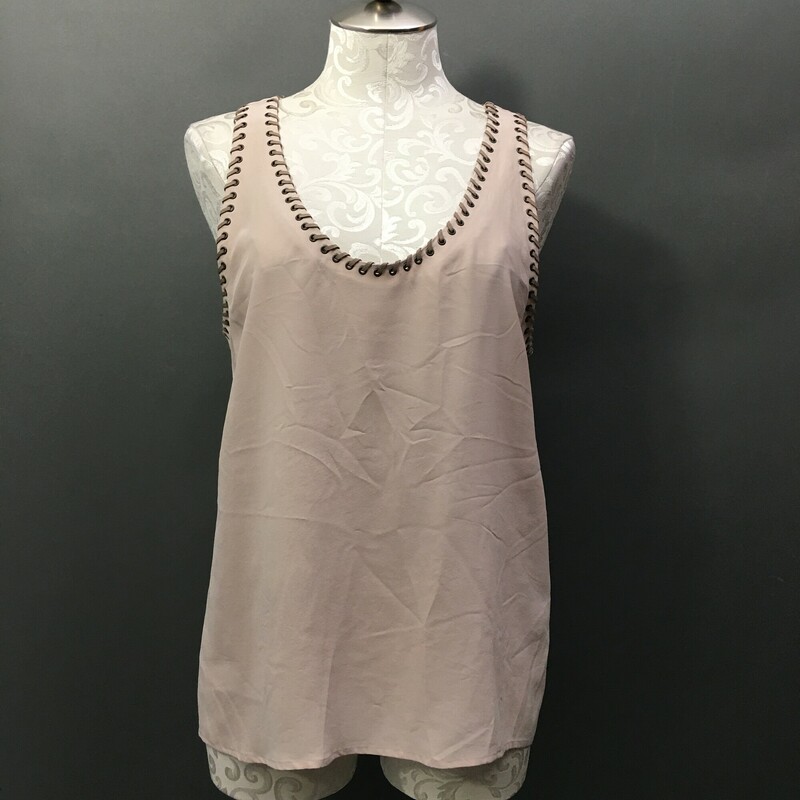 Joie Silk Tank, Lt Pink, Size: M Silk tank top, very soft beige pink,very cute rivets with rawhide lacing.  Dry clean only, nice condition
2.9 oz