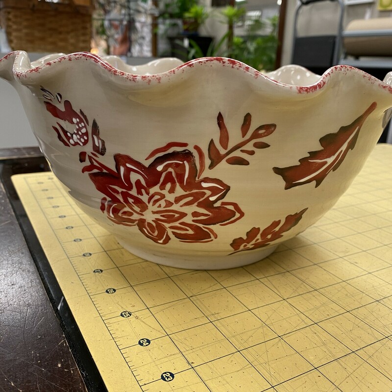 Ruffled Edge Pottery Bowl, Size: 10x5 Inch